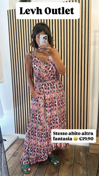 LEVH - Abito portafoglio Fantasia - nero/rosa /verde