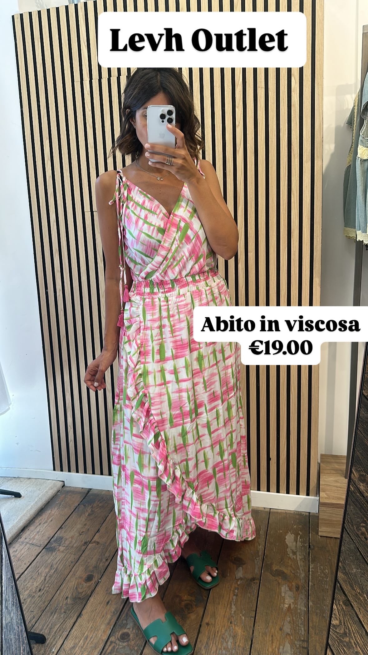 LEVH - Abito portafoglio Fantasia - Panna /verde /rosa