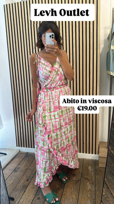 LEVH - Abito portafoglio Fantasia - Panna /verde /rosa