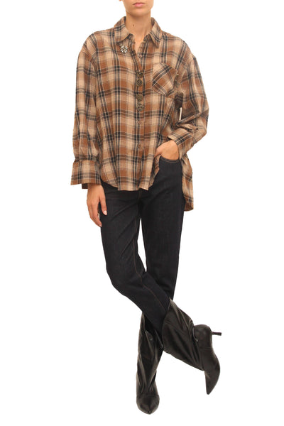 LEVH - Camicia Chantel - Check marrone/nero