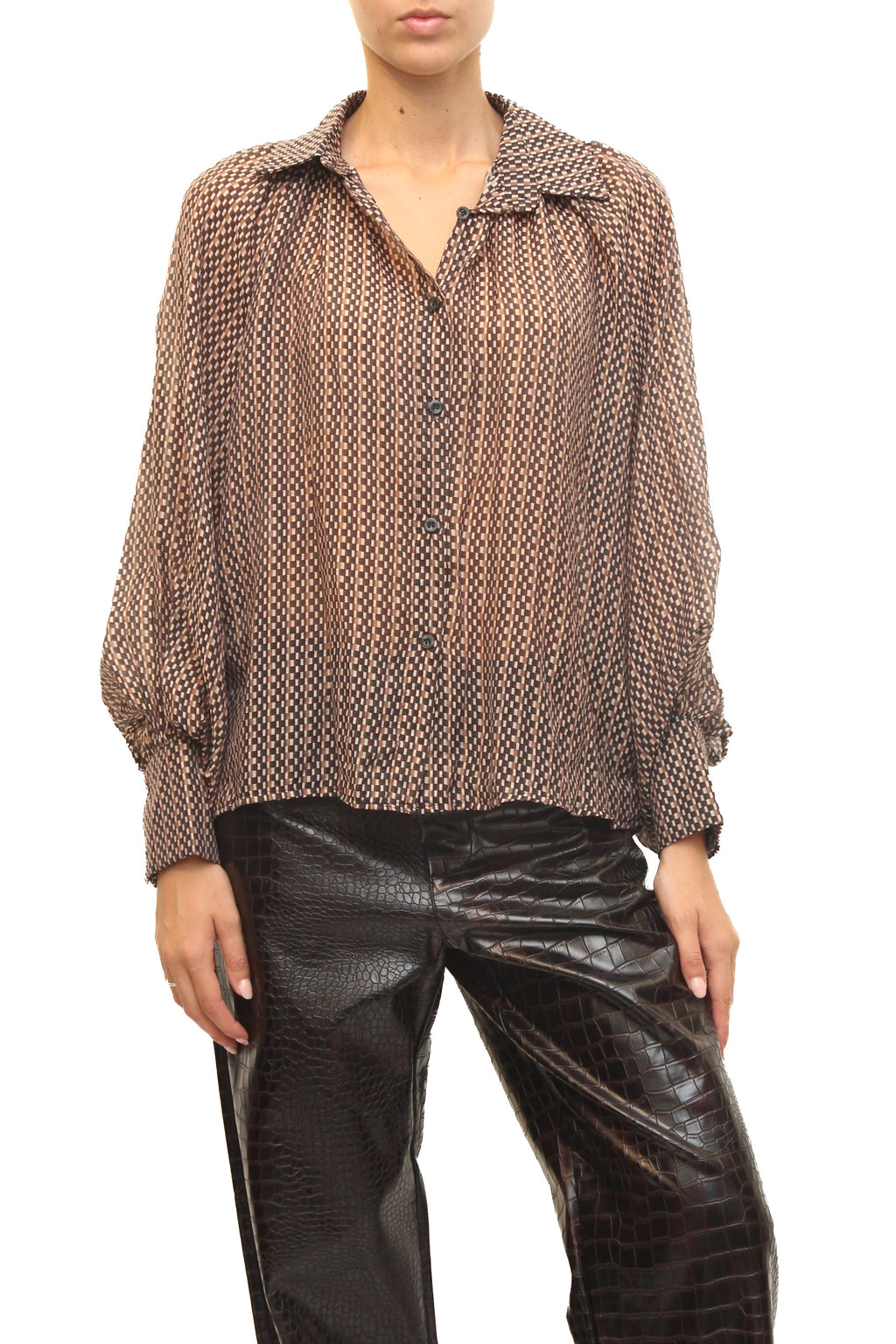 LEVH - Camicia Camil - Quadretti beige/nero