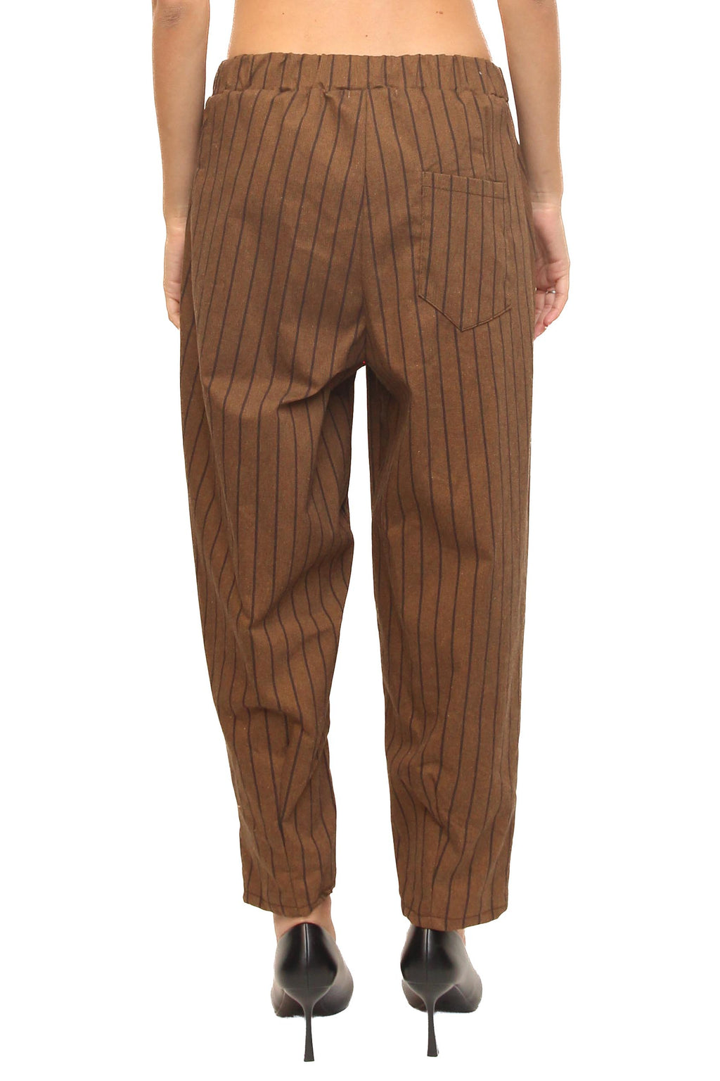 LEVH - Pantalone Perlie - Gessato marrone/tdm