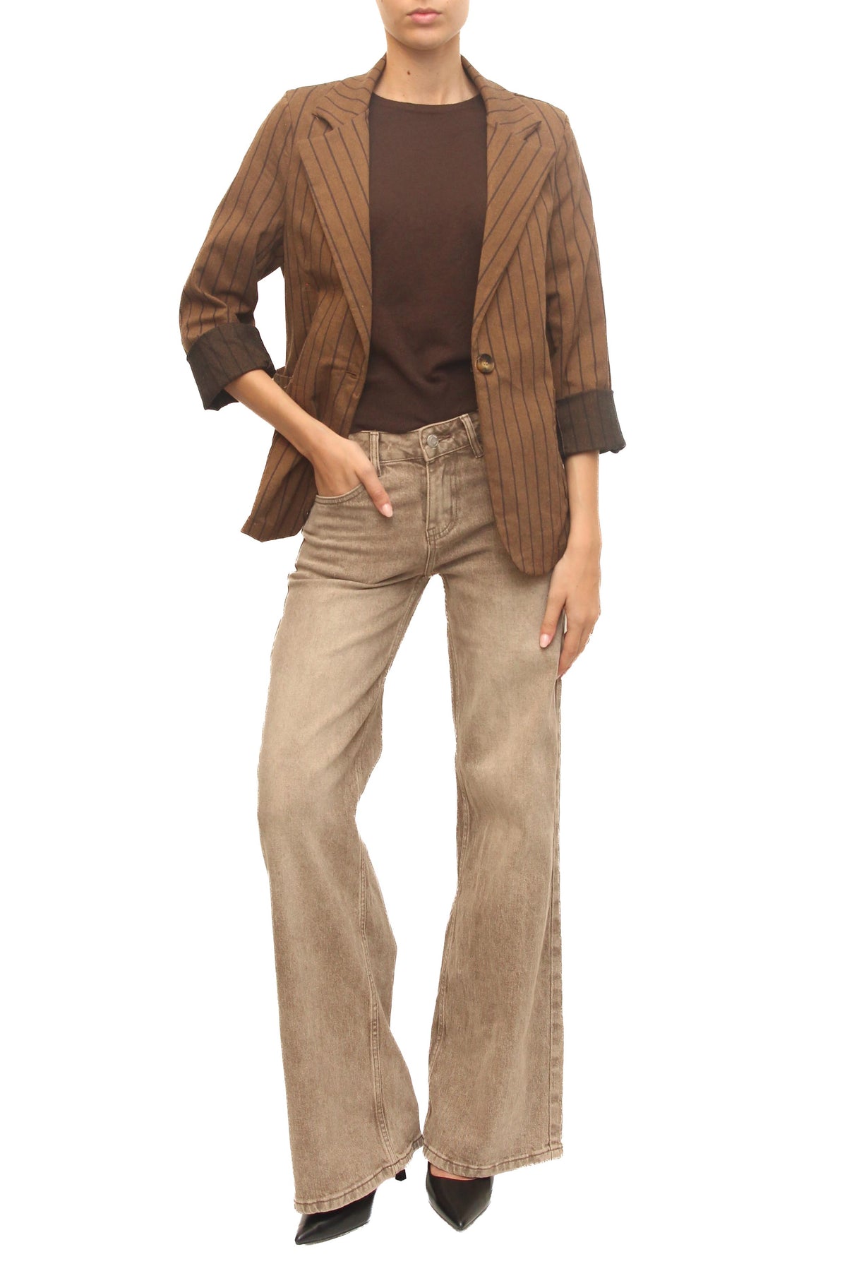 LEVH - Blazer Blantyre - Gessato marrone/tdm