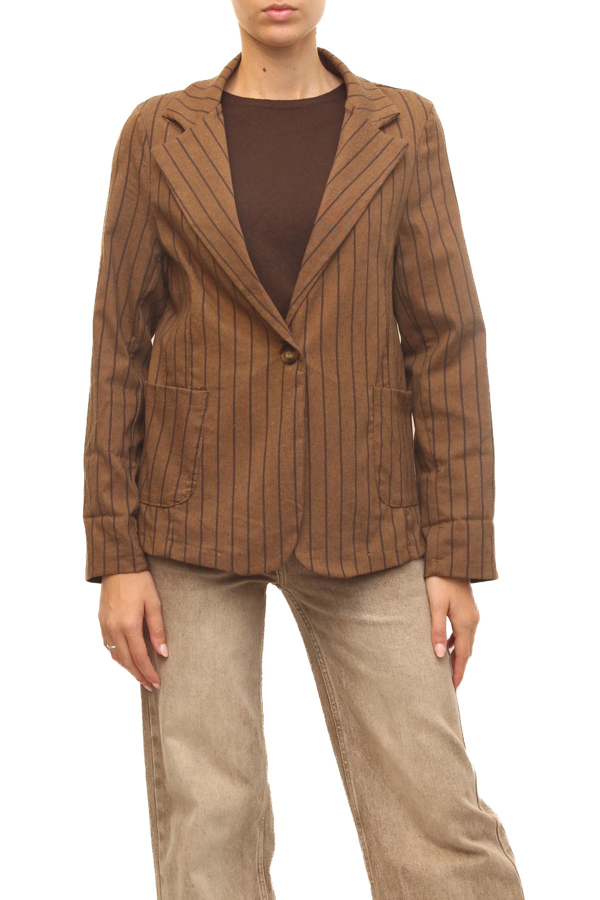 LEVH - Blazer Blantyre - Gessato marrone/tdm