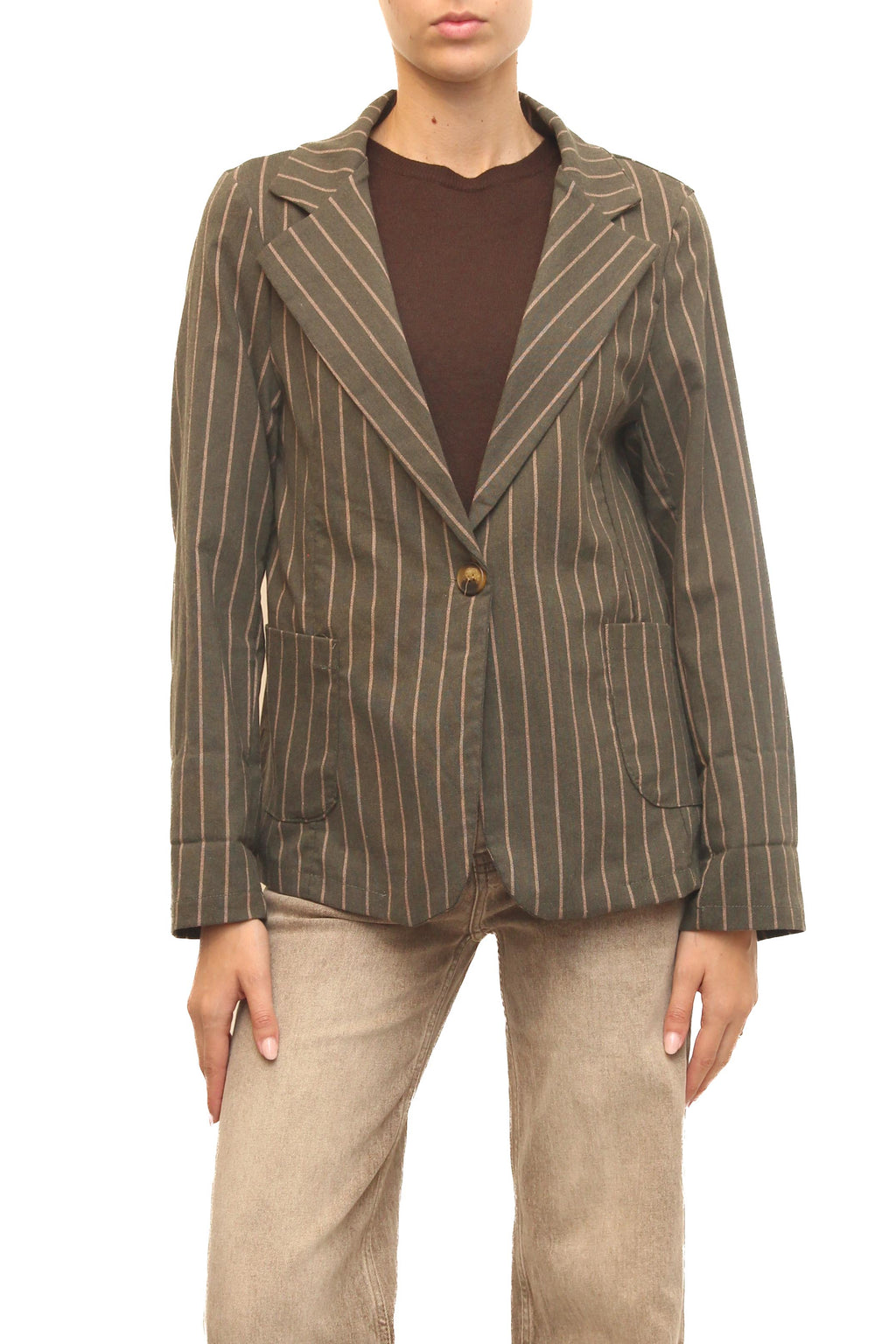 LEVH - Blazer Blantyre - Gessato verde/beige