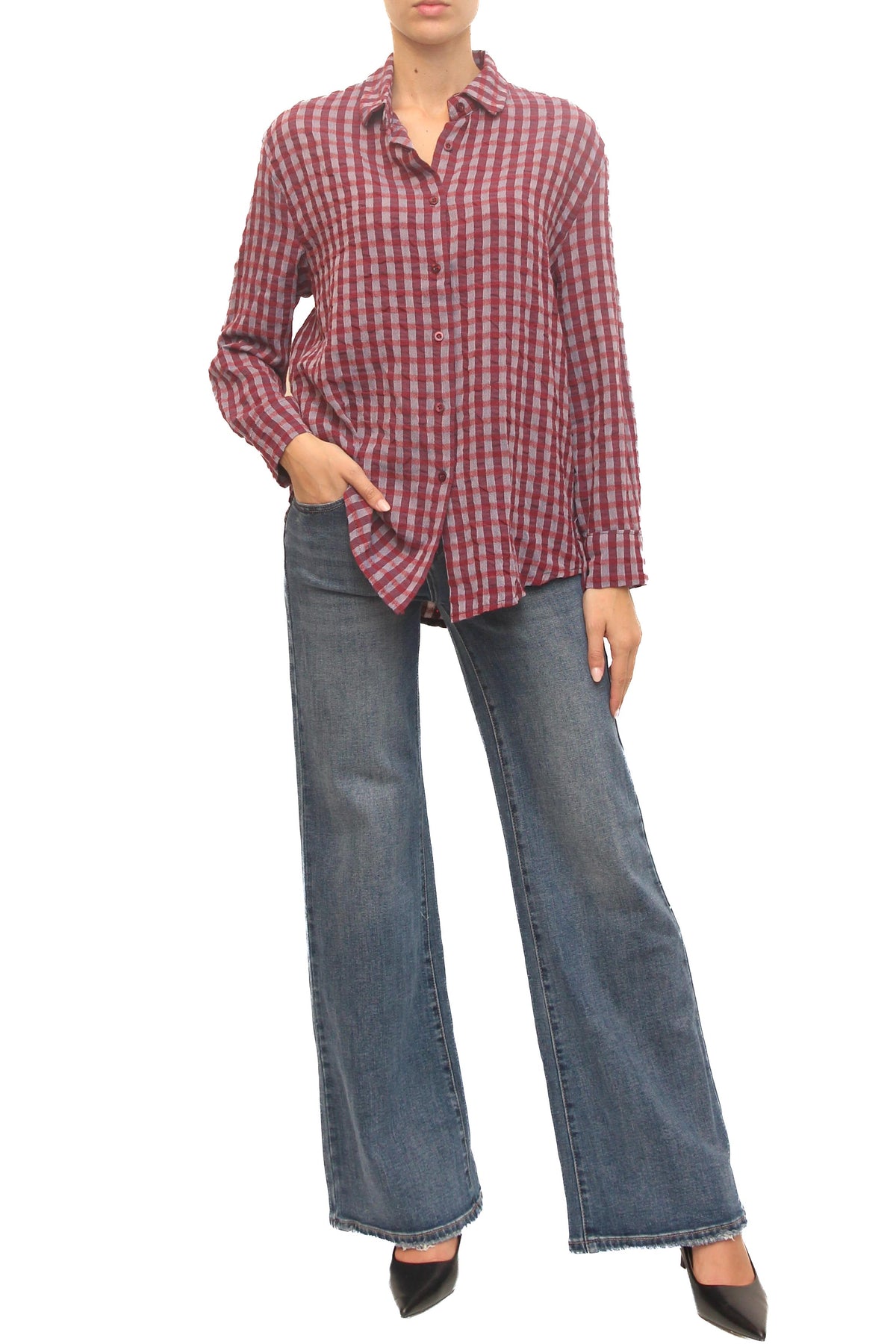 LEVH - Camicia Catmandu - quadro/bordx/rosso
