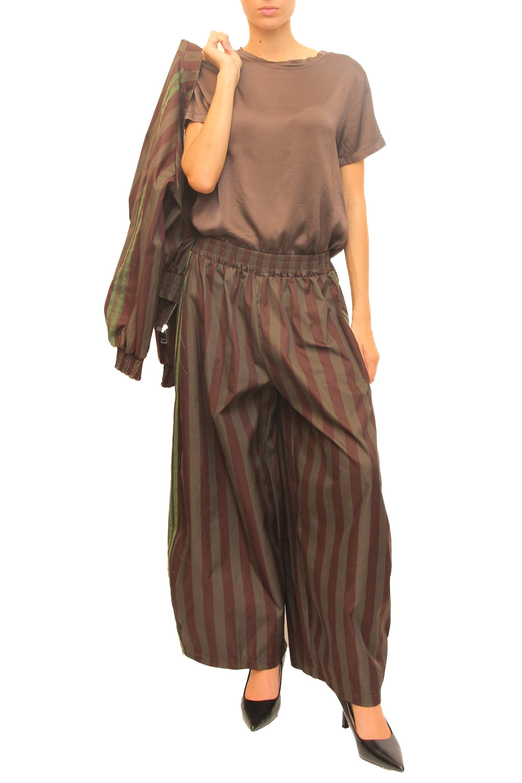 LEVH - Pantalone Passus - Riga marrone/militare