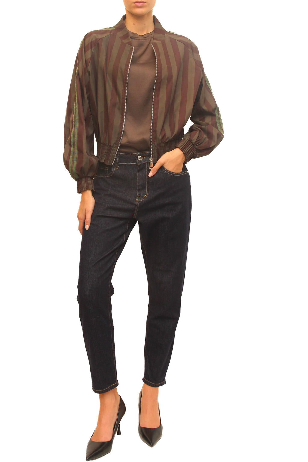LEVH - Bomber Brittani - Riga marrone/militare