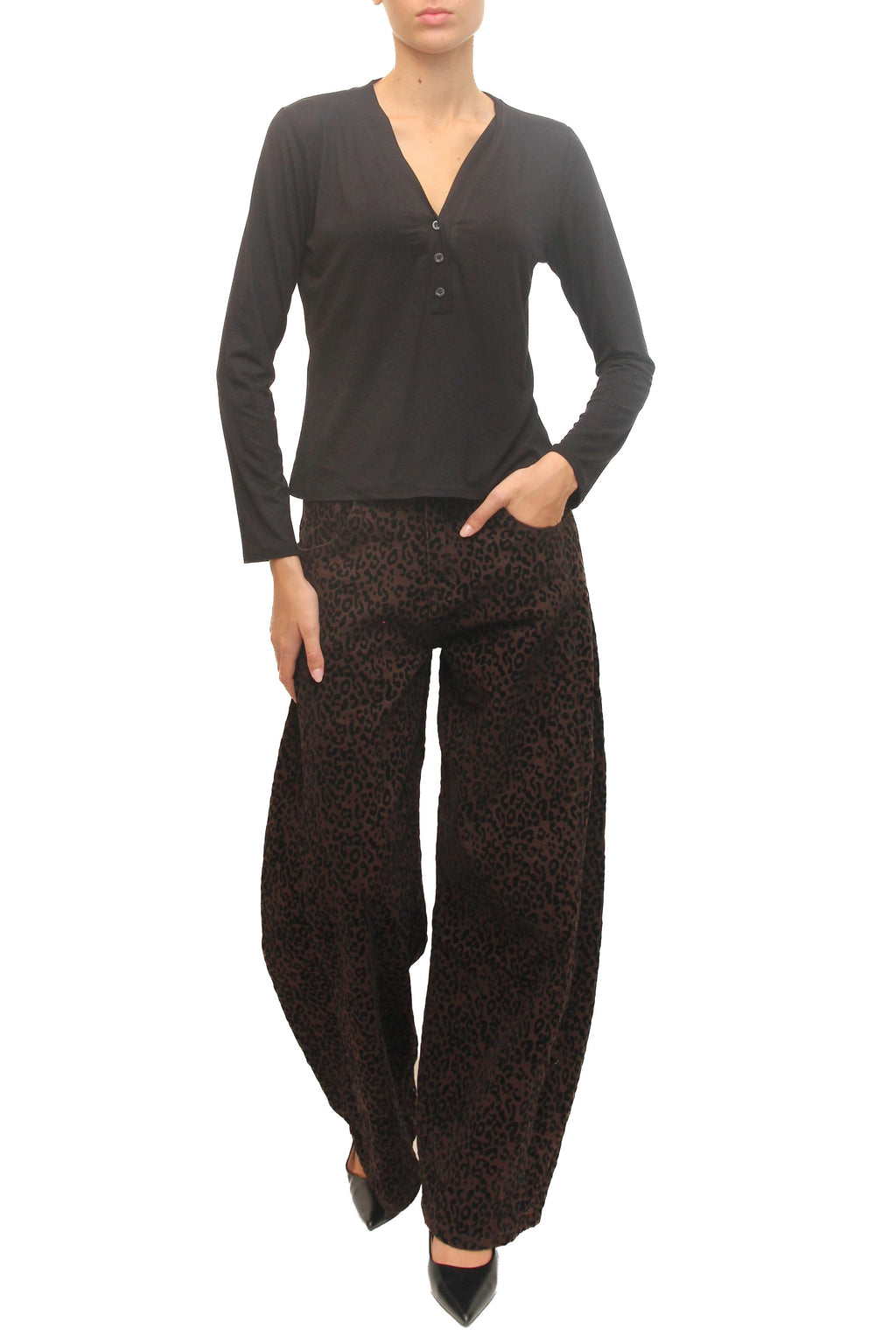 LEVH - Pantalone Palermo - Animalier nero/moro