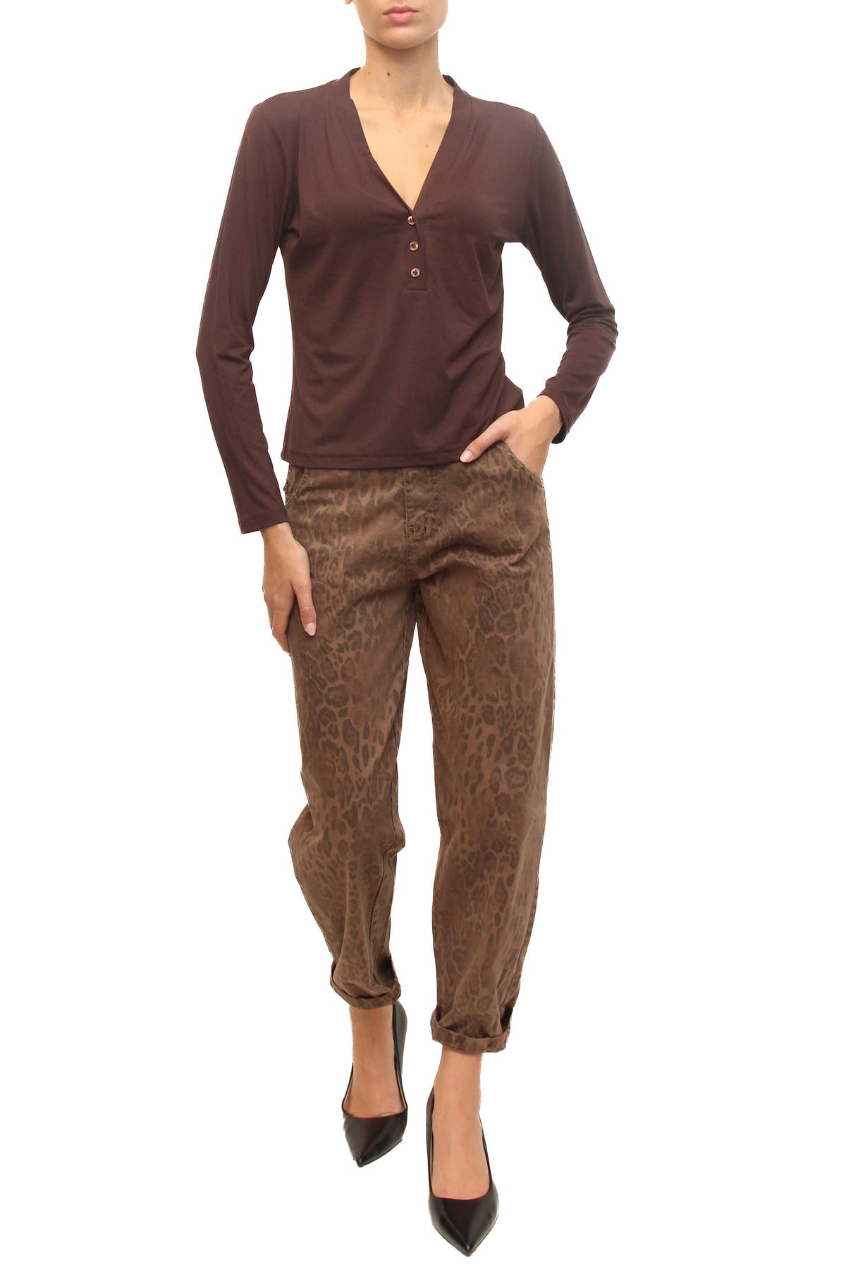 LEVH - Jeans Jordyn - Animalier marrone