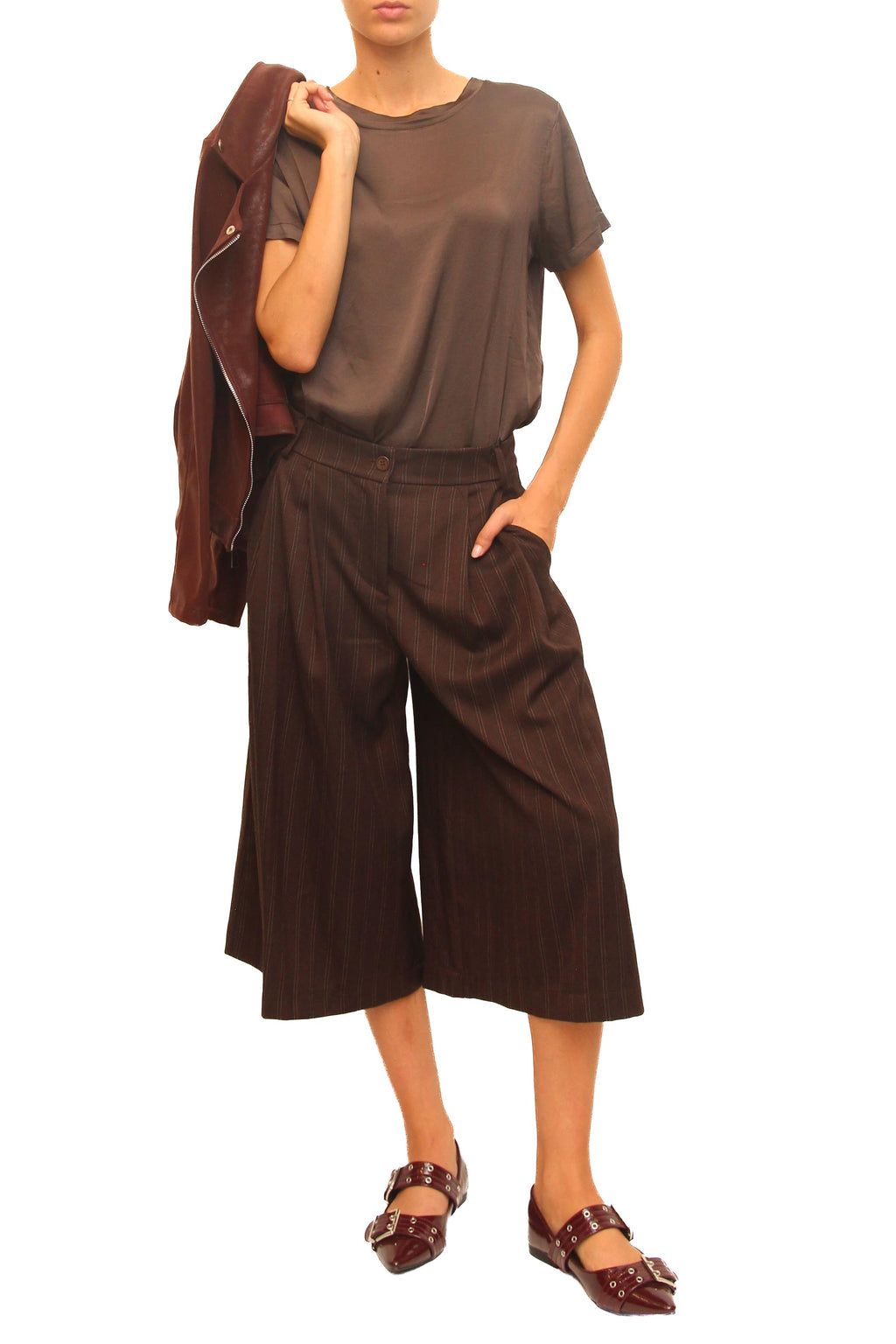 LEVH - Bermuda Bussum - Gessato marrone/beige
