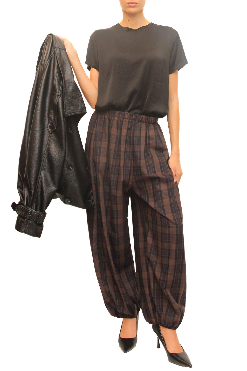 LEVH - Pantalone Petit - Quadro marr/ner/viola