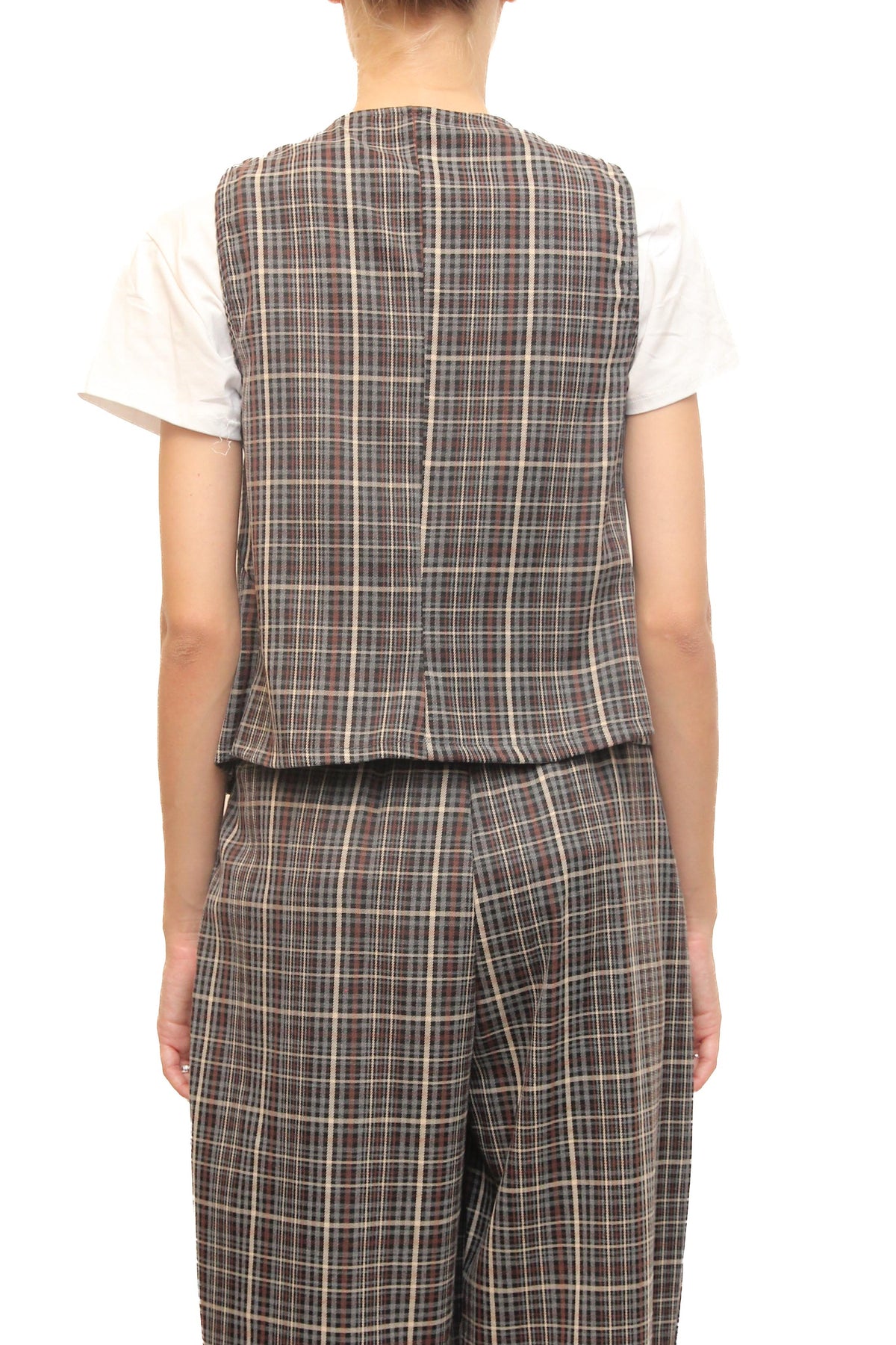 LEVH - Gilet Gaho - Check grigio/marrone