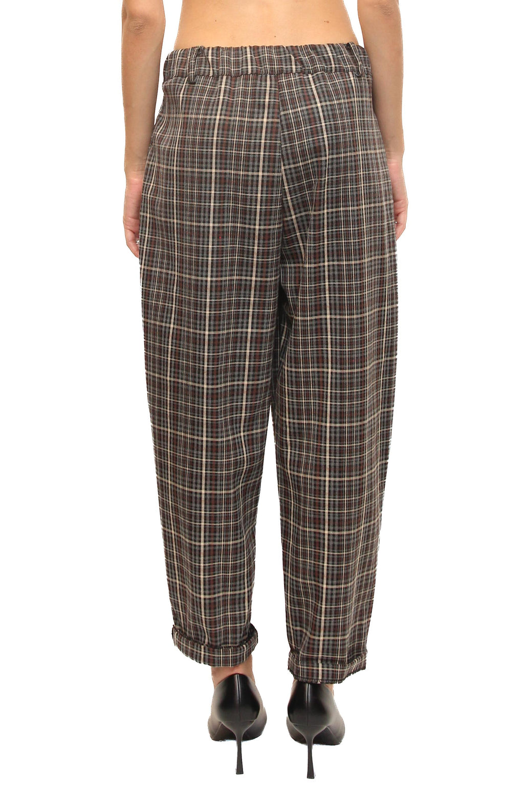 LEVH - Pantalone Pati - Quadro grigio/marrone