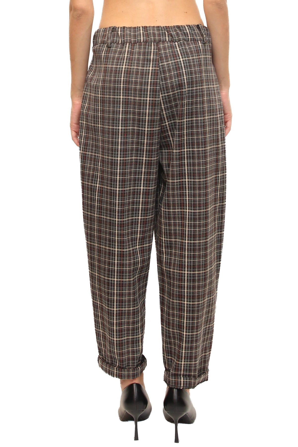 LEVH - Pantalone Pati - Quadro grigio/marrone