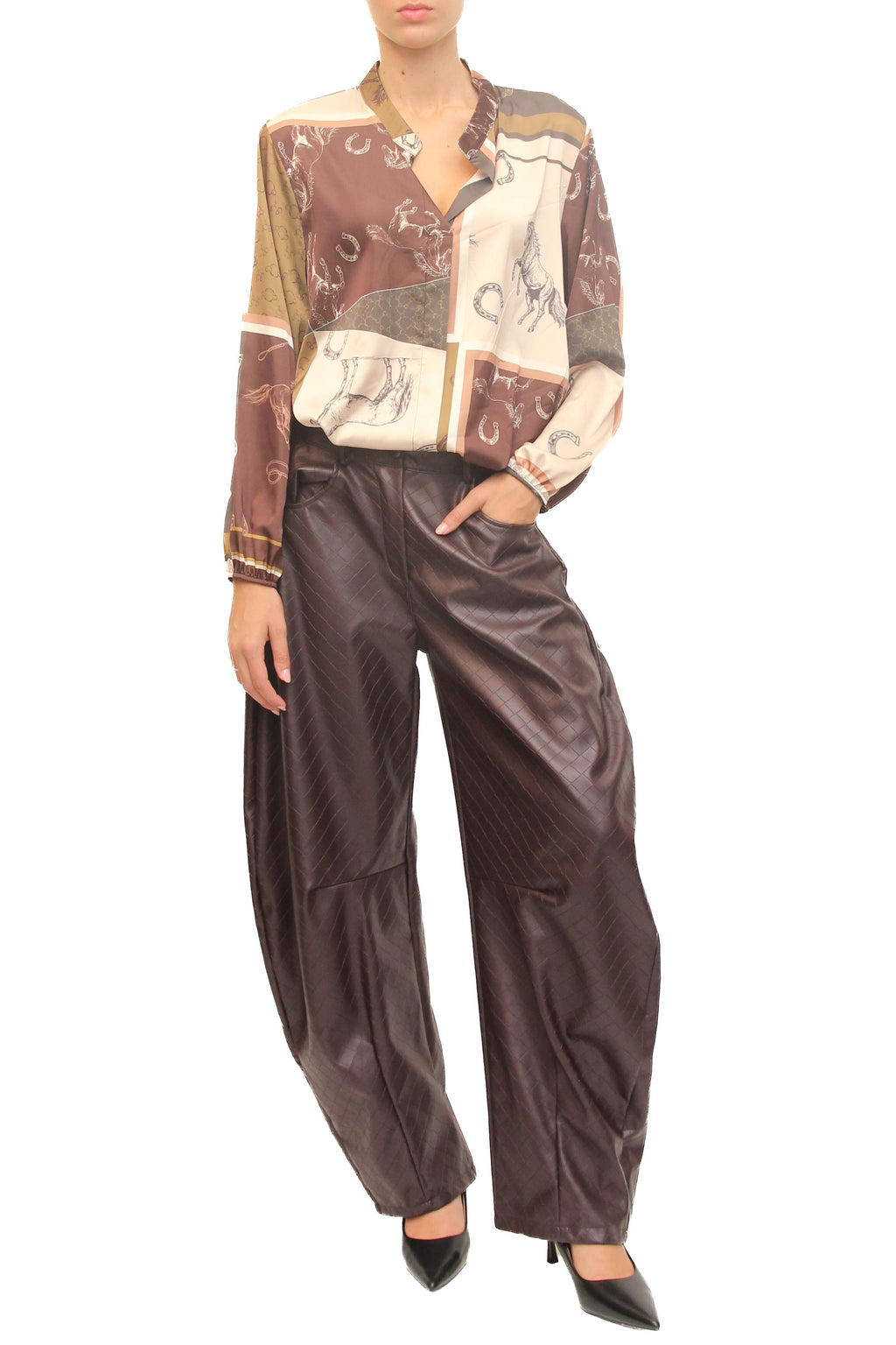 LEVH - Camicia Clidia - Animalier cavallo mar/ve