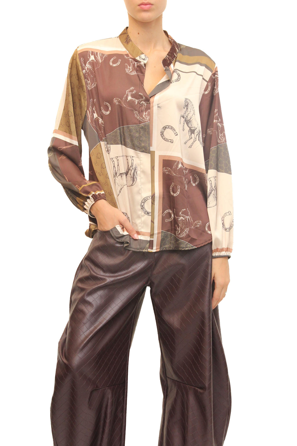 LEVH - Camicia Clidia - Animalier cavallo mar/ve