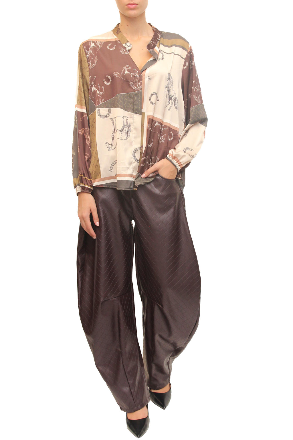 LEVH - Camicia Clidia - Animalier cavallo mar/ve