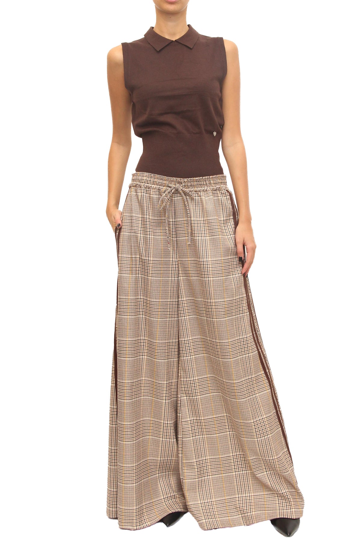 LEVH - Pantalone Peyrut - check marr/senape