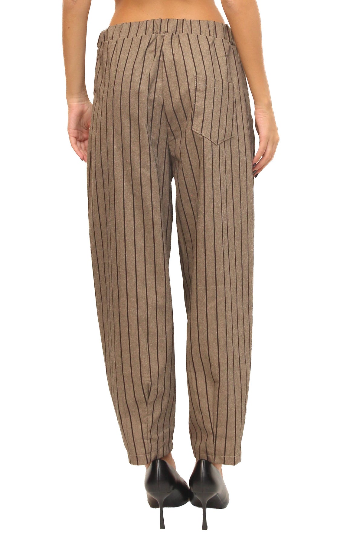 LEVH - Pantalone Pavla - Gessato beige/marrone