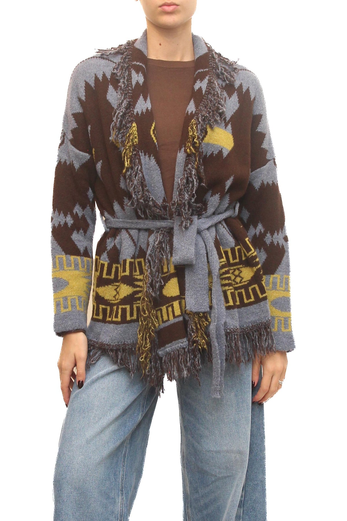 LEVH - Cardigan Charmian - Polvere/marrone/senape