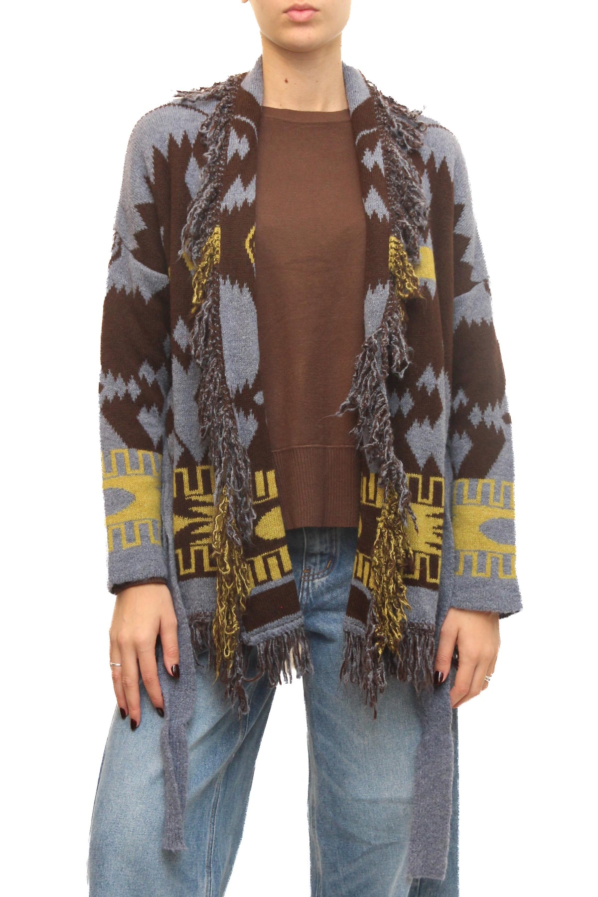 LEVH - Cardigan Charmian - Polvere/marrone/senape