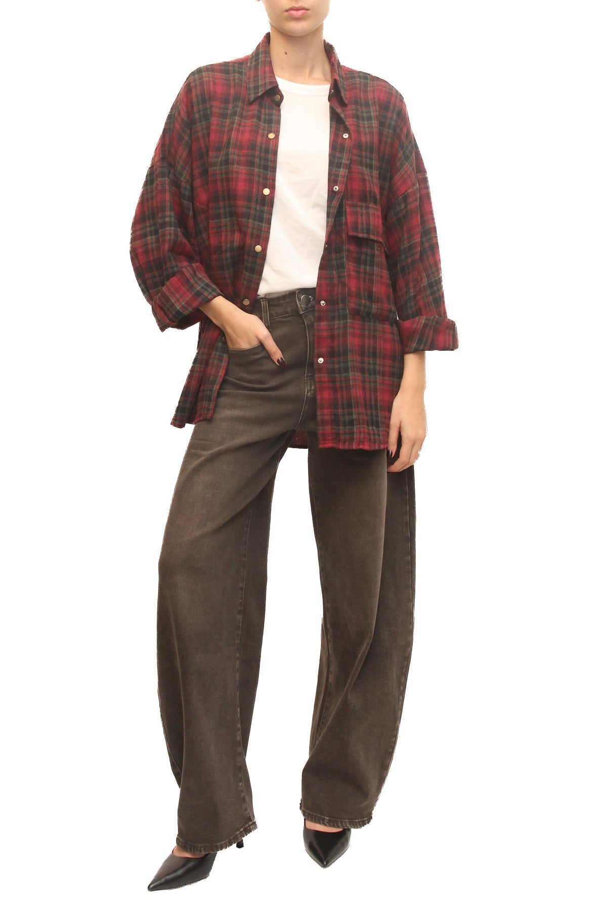 LEVH - Camicia Coco - Quadro rosso/mili