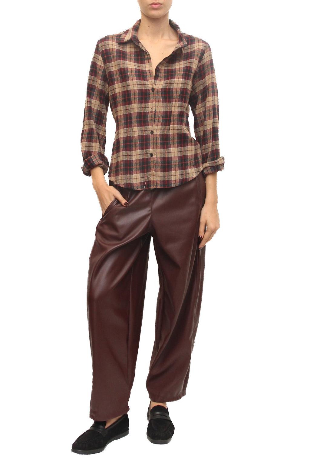 LEVH - Camicia Cäcilia - Quadro beige/bordx