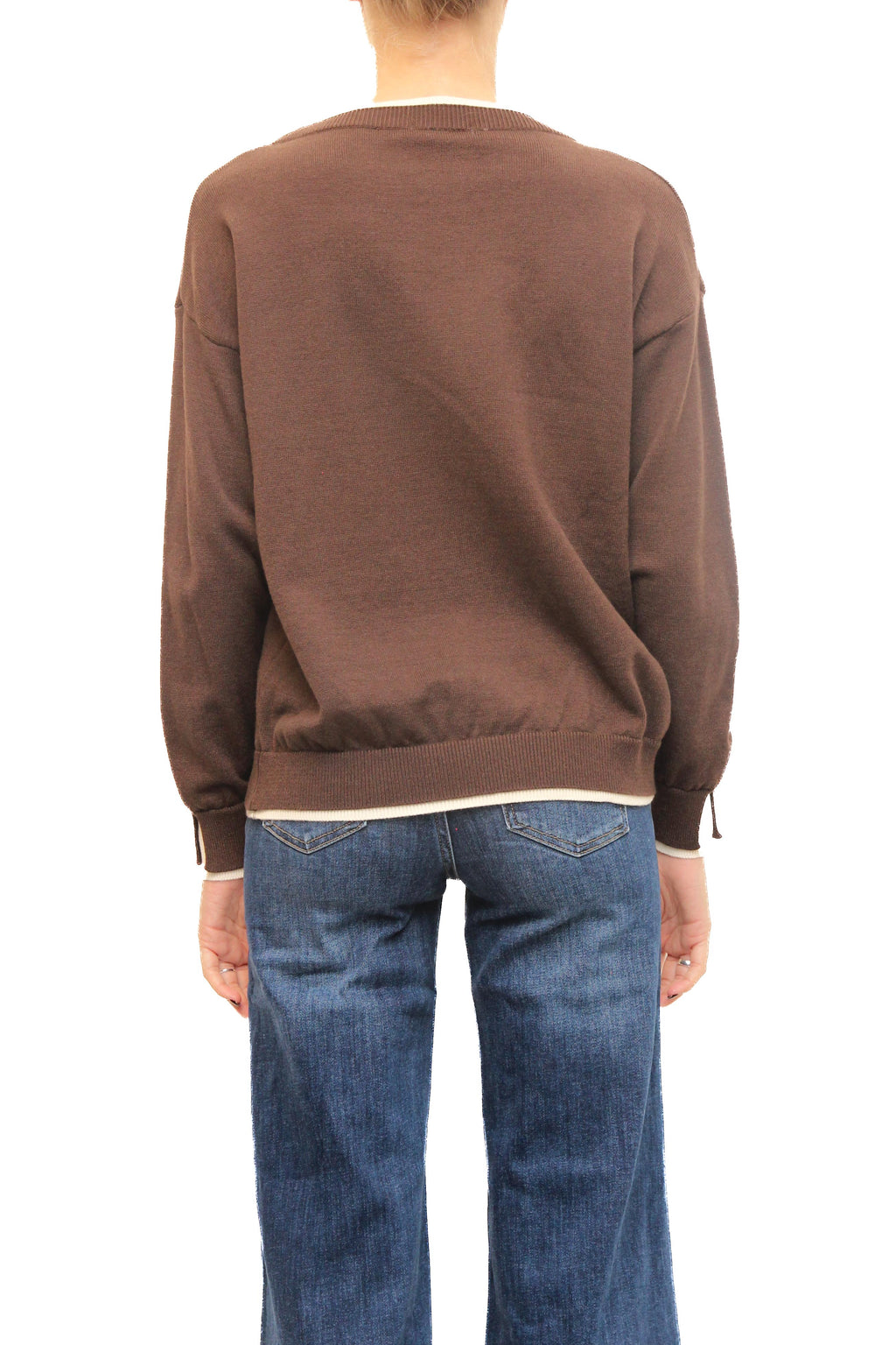 LEVH - Maglia Marylou - Marrone bordo panna