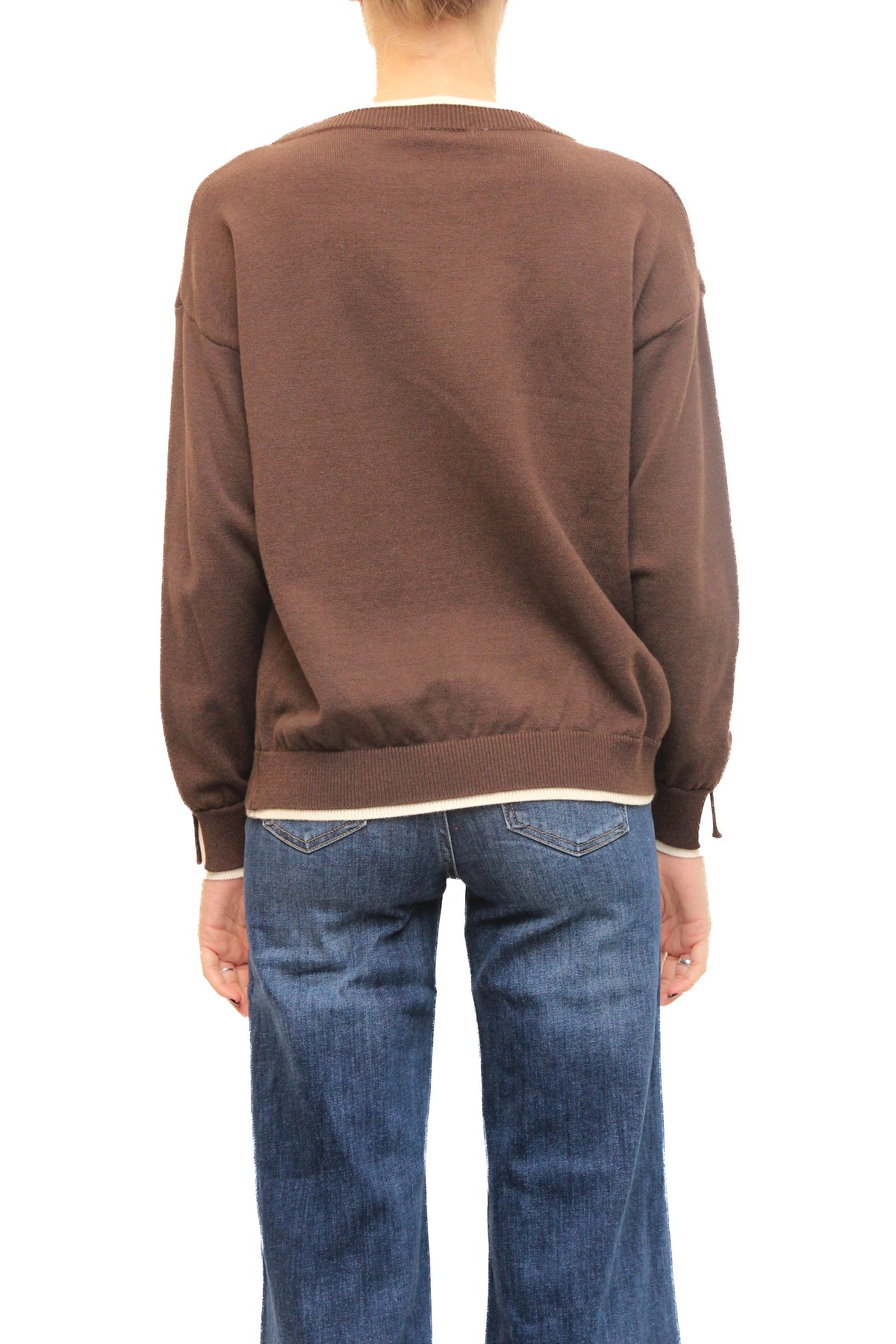 LEVH - Maglia Marylou - Marrone bordo panna