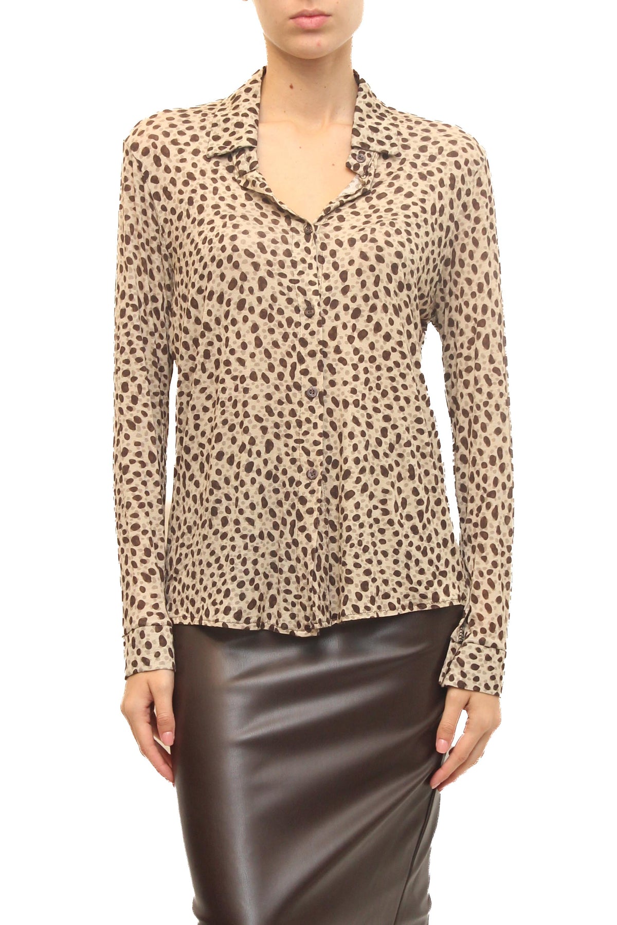 LEVH - Camicia Chauny - Animalier beige/marrone