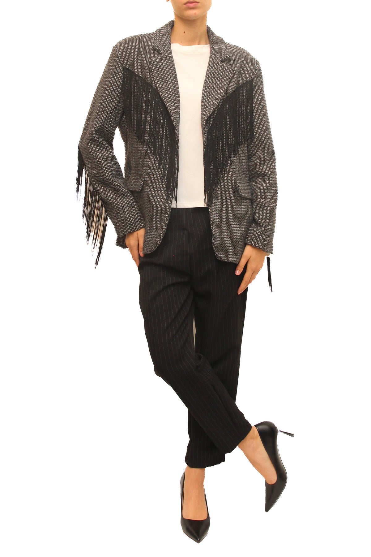 LEVH - Blazer Brianna - Melange bianco/nero