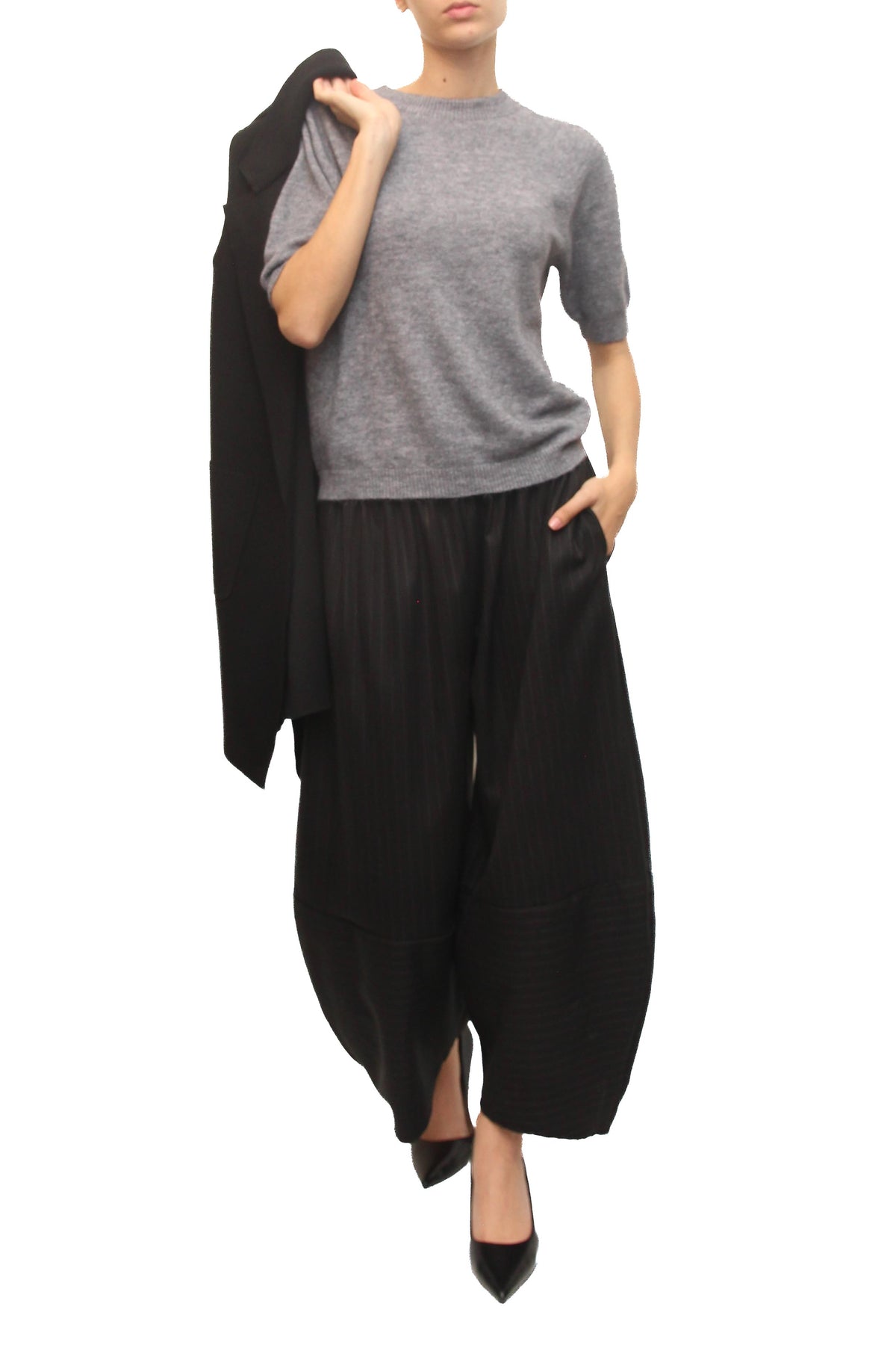 LEVH - Pantalone Pegu - Gessato nero/bianco