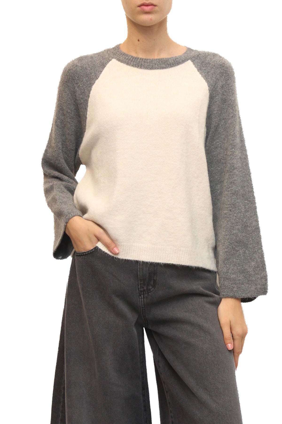 LEVH - Maglia Madlyn - Bianco/grigio