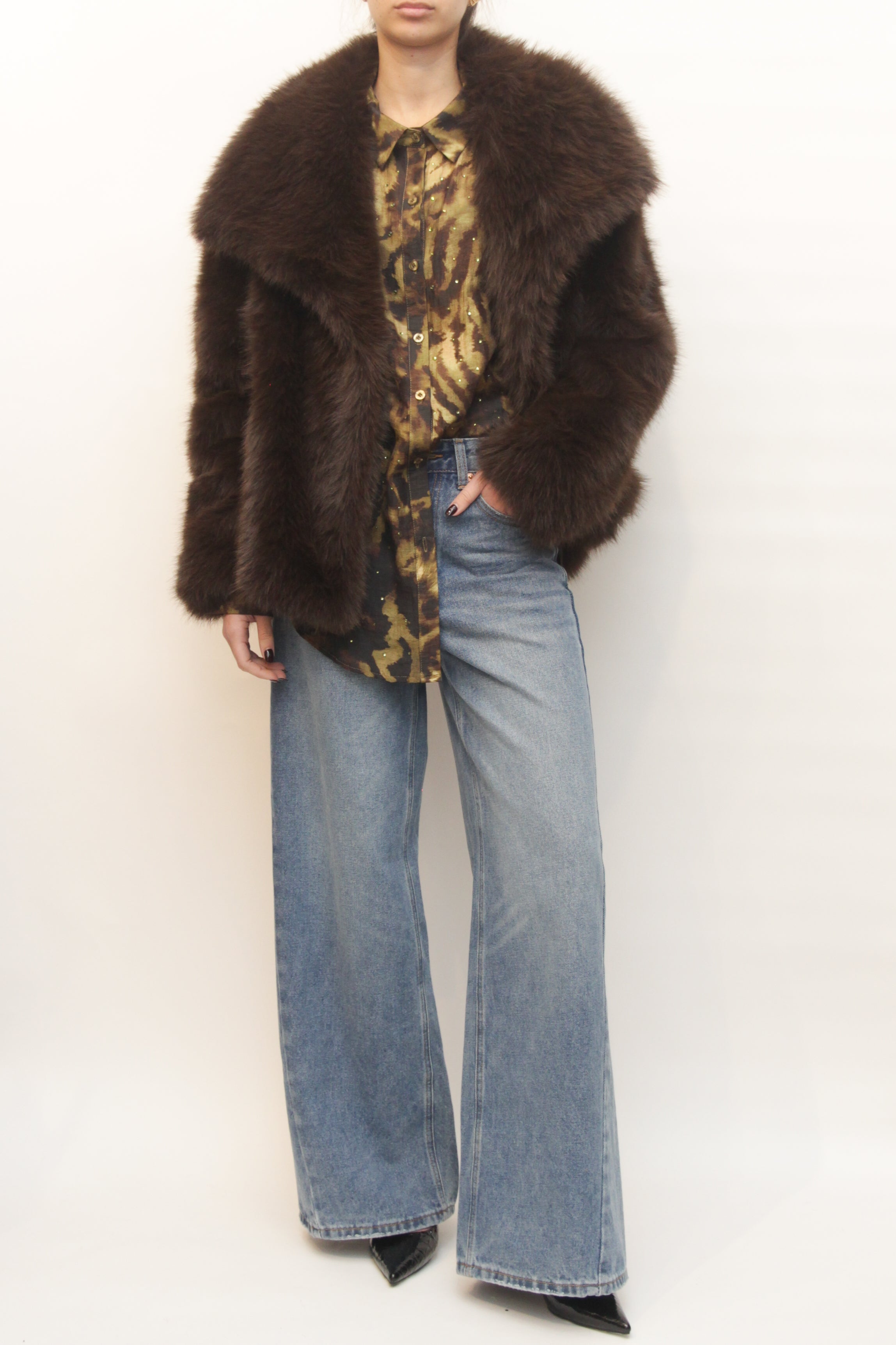 LEVH - Camicia Kendall - Animalier verde/marrone