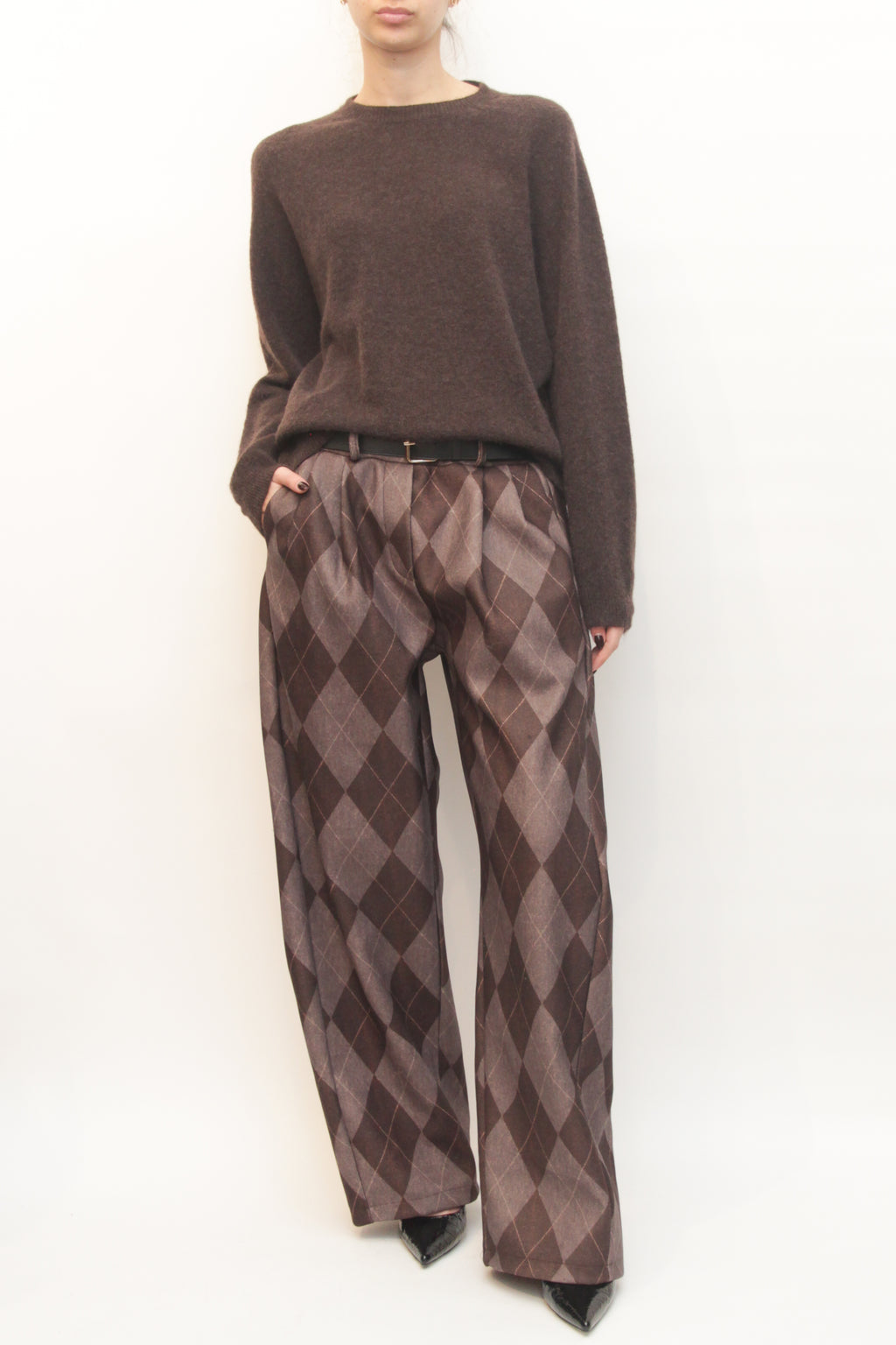 LEVH - Pantalone Carey - ROMBO MARRONE/FANGO