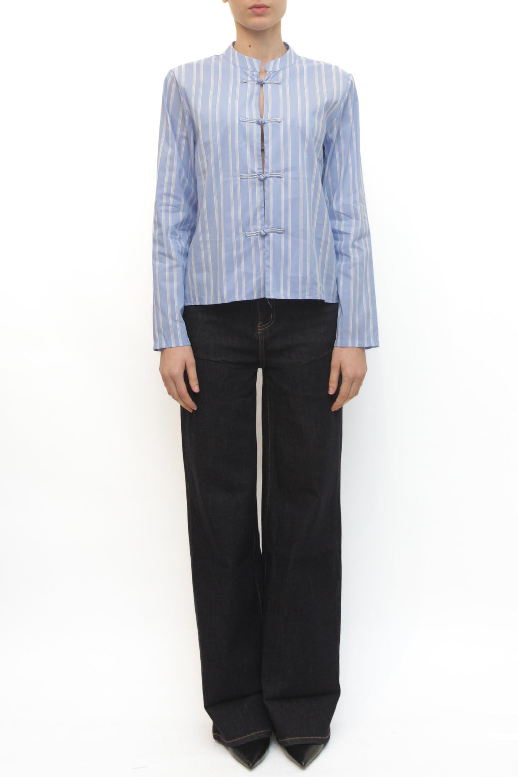 LEVH - Camicia Carolina - RIGA CELESTE/BIANCO