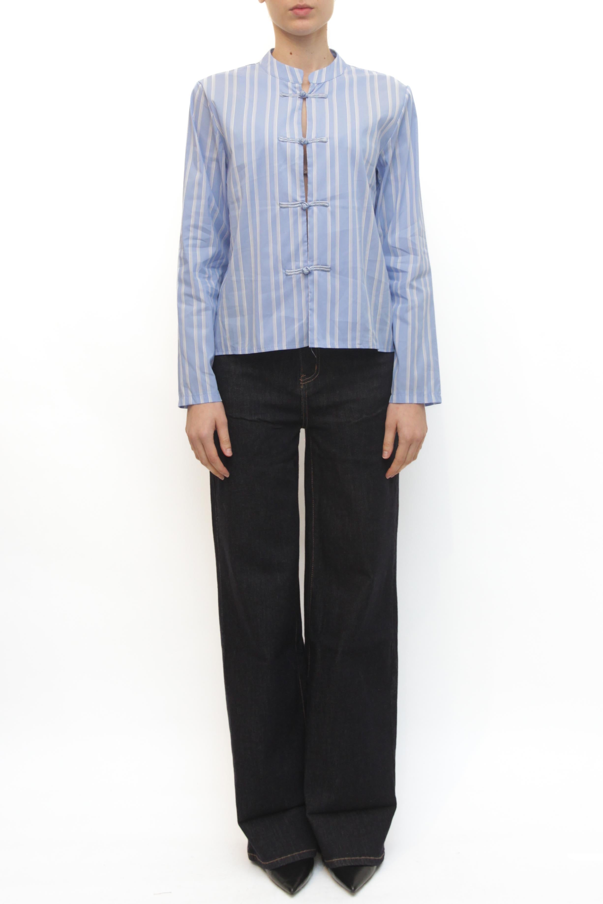 LEVH - Camicia Carolina - RIGA CELESTE/BIANCO