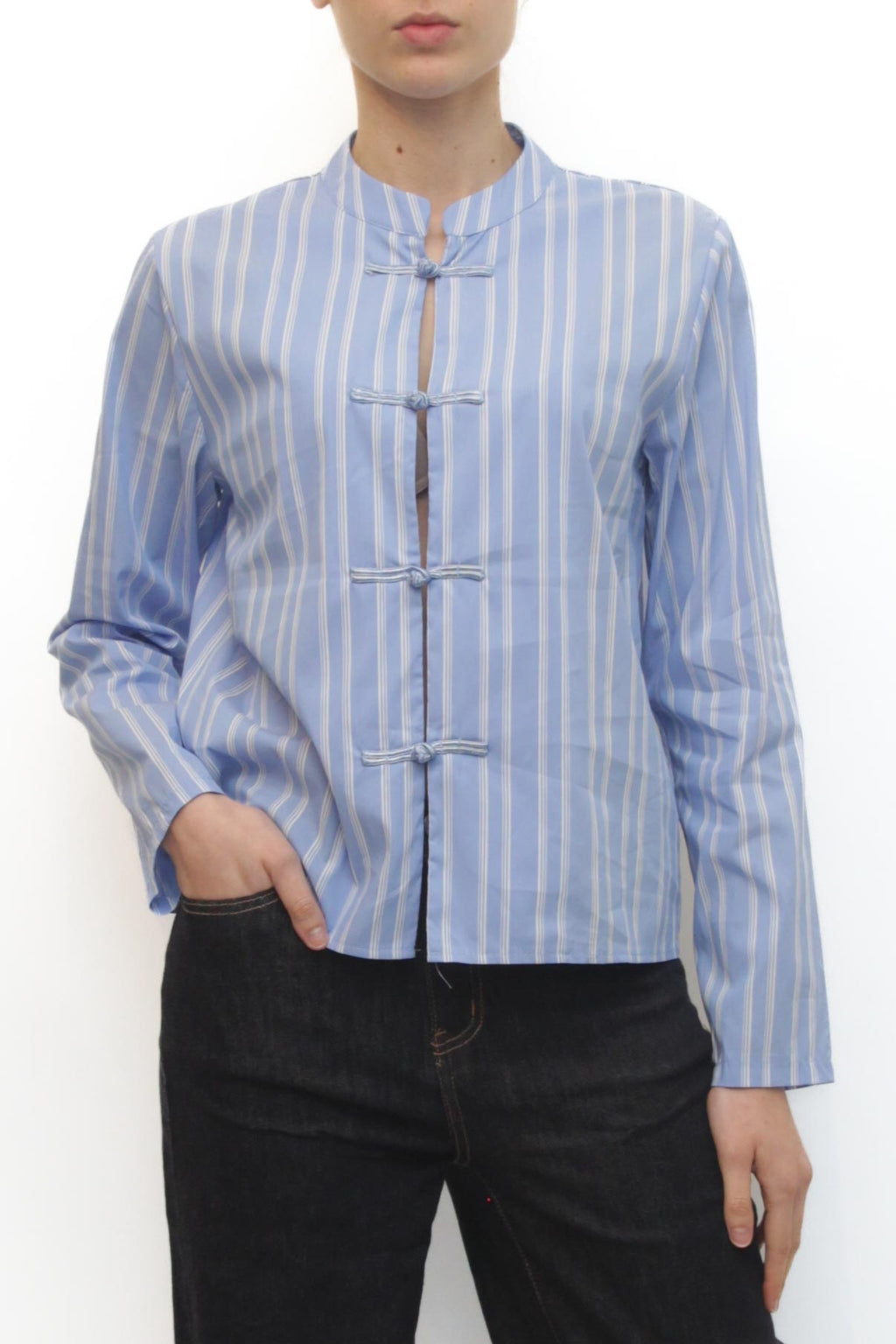 LEVH - Camicia Carolina - RIGA CELESTE/BIANCO