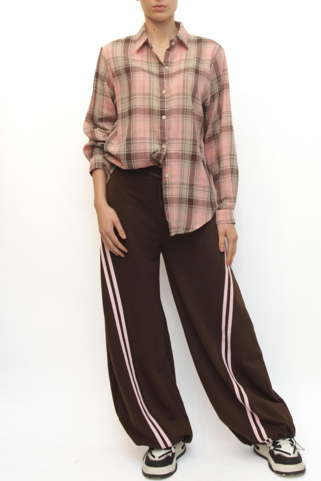 LEVH - Camicia Carola - QUADRO ROSA/MARRONE