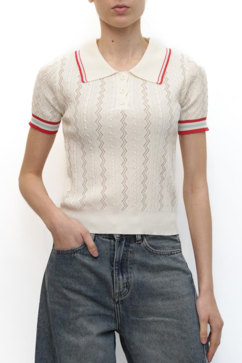 LEVH - Polo Patty - PANNA/ROSSO