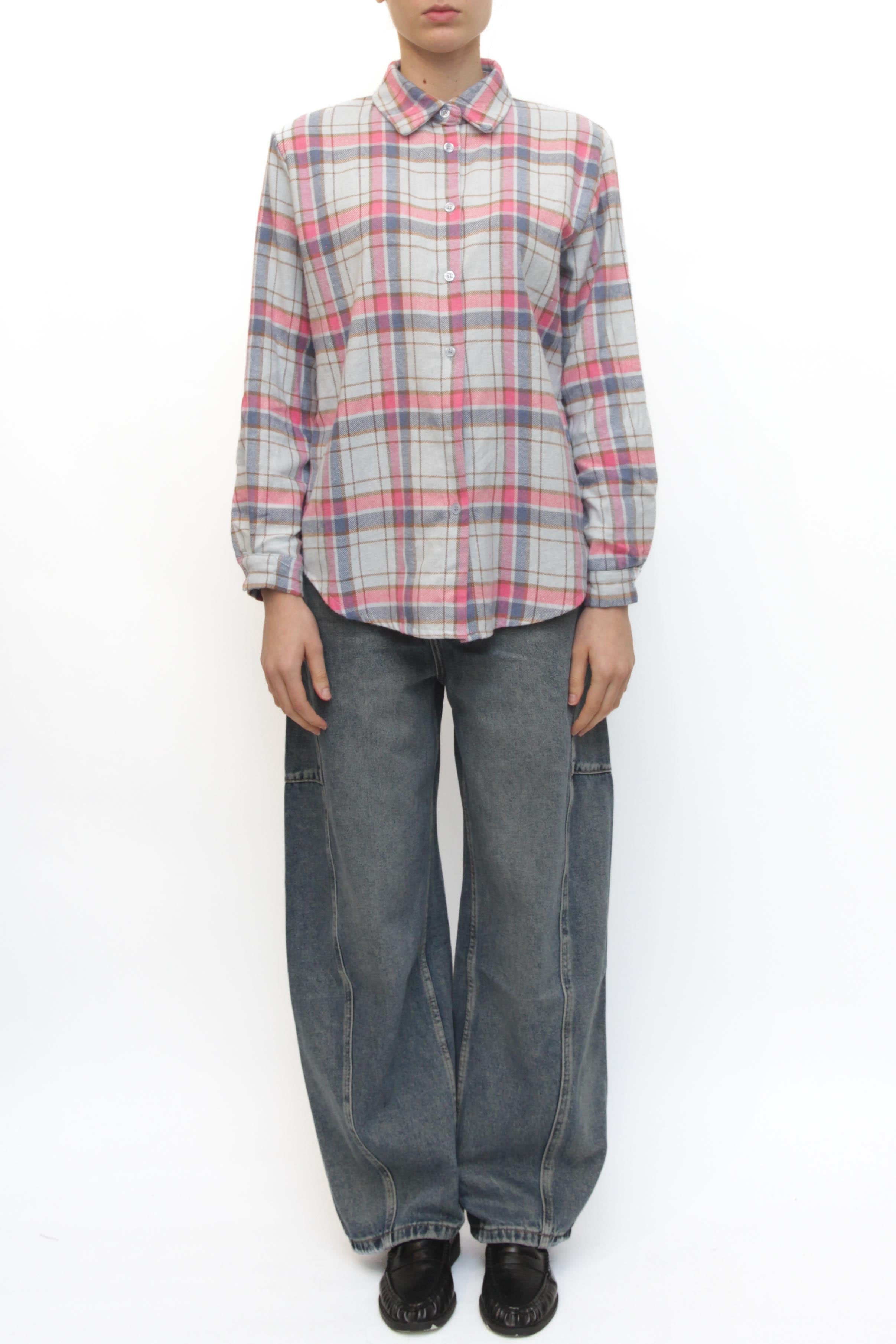 LEVH - Camicia Carola - QUADRO CELESTE/FUCSIA