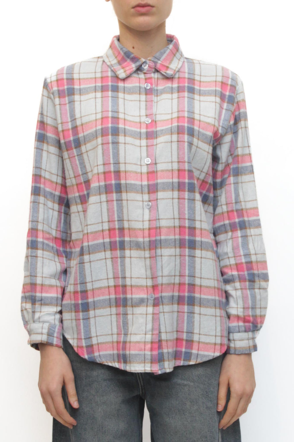 LEVH - Camicia Carola - QUADRO CELESTE/FUCSIA