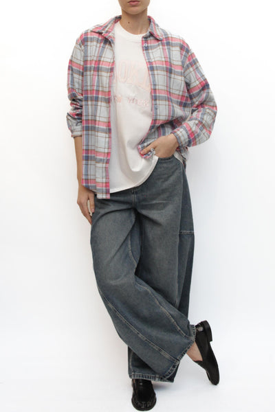 LEVH - Camicia Carola - QUADRO CELESTE/FUCSIA