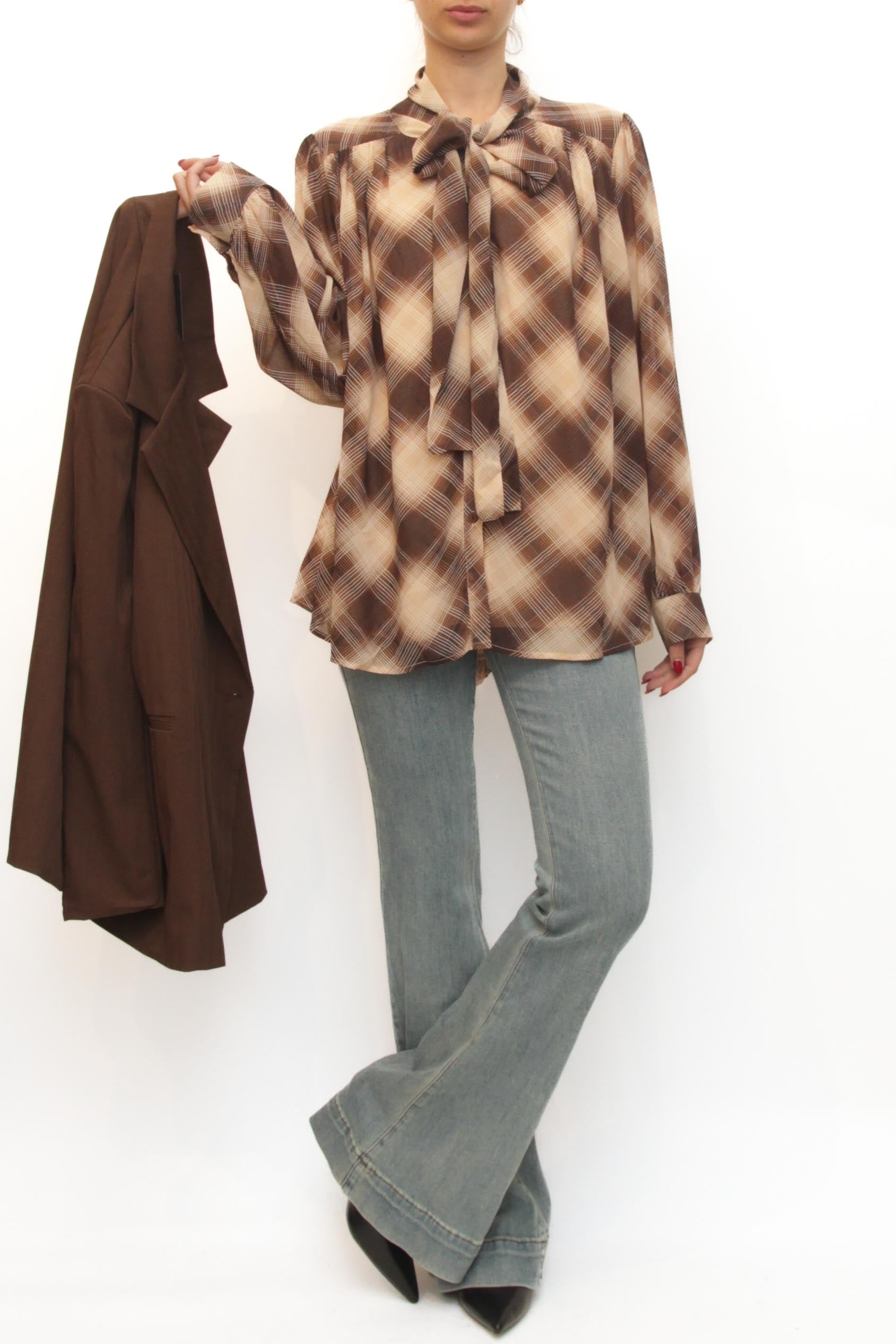 LEVH - Camicia Cathy - QUADRO BEIGE/MARRONE