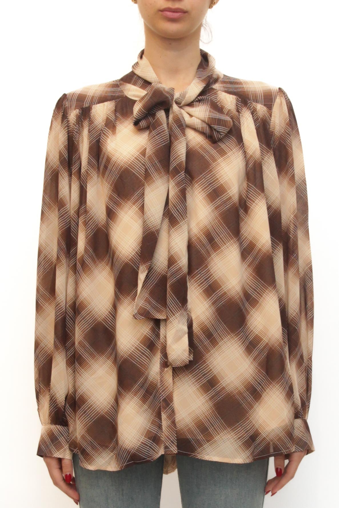 LEVH - Camicia Cathy - QUADRO BEIGE/MARRONE