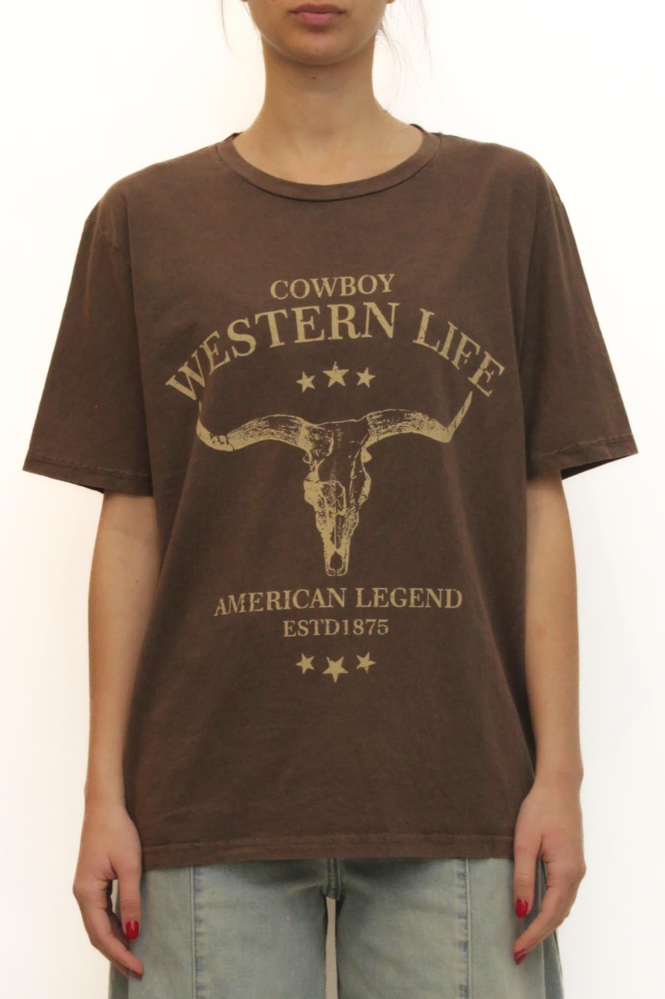 LEVH - T-shirt Western Cowboy - MARRONE