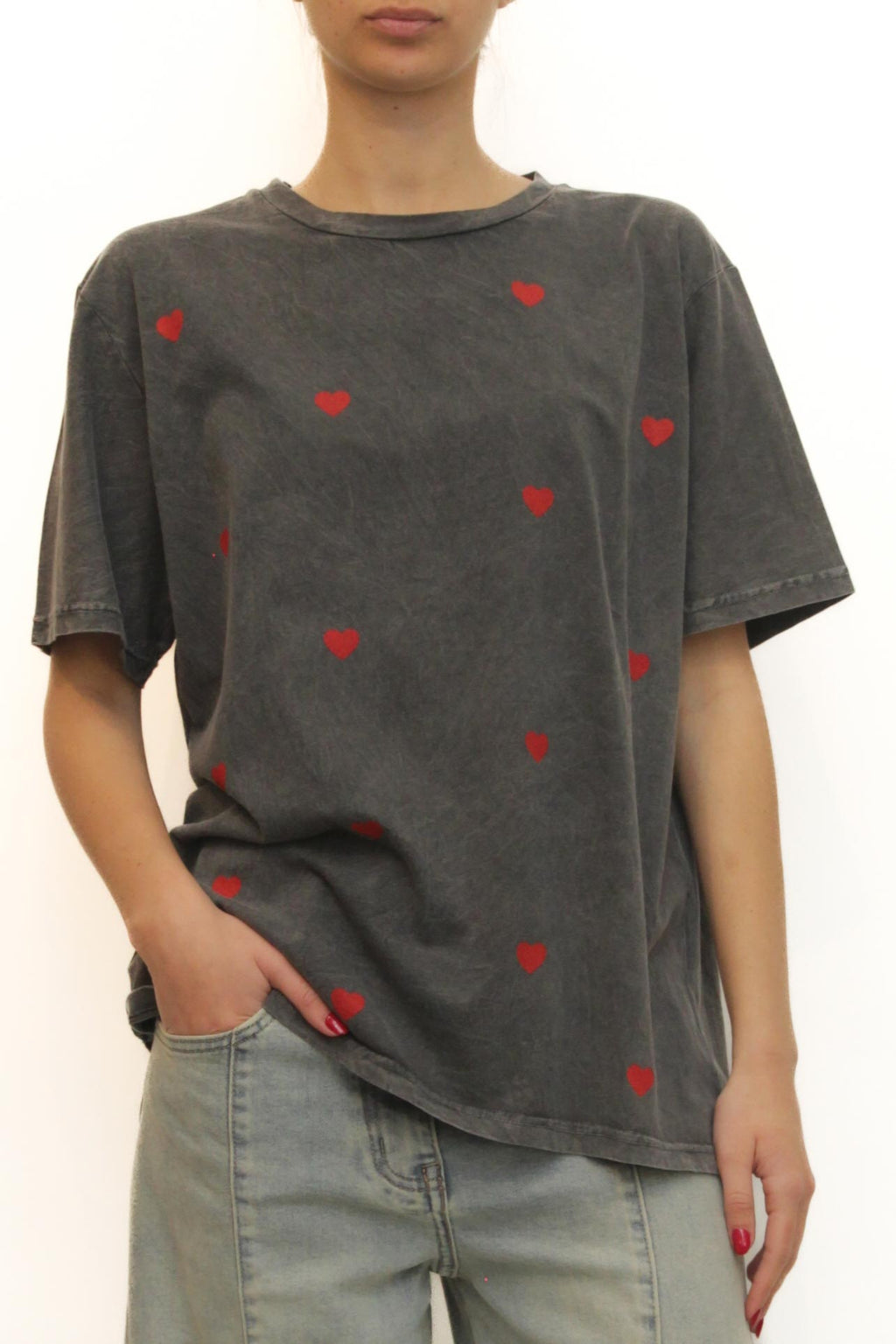 LEVH - T-shirt Cuori - GRIGIO SCURO