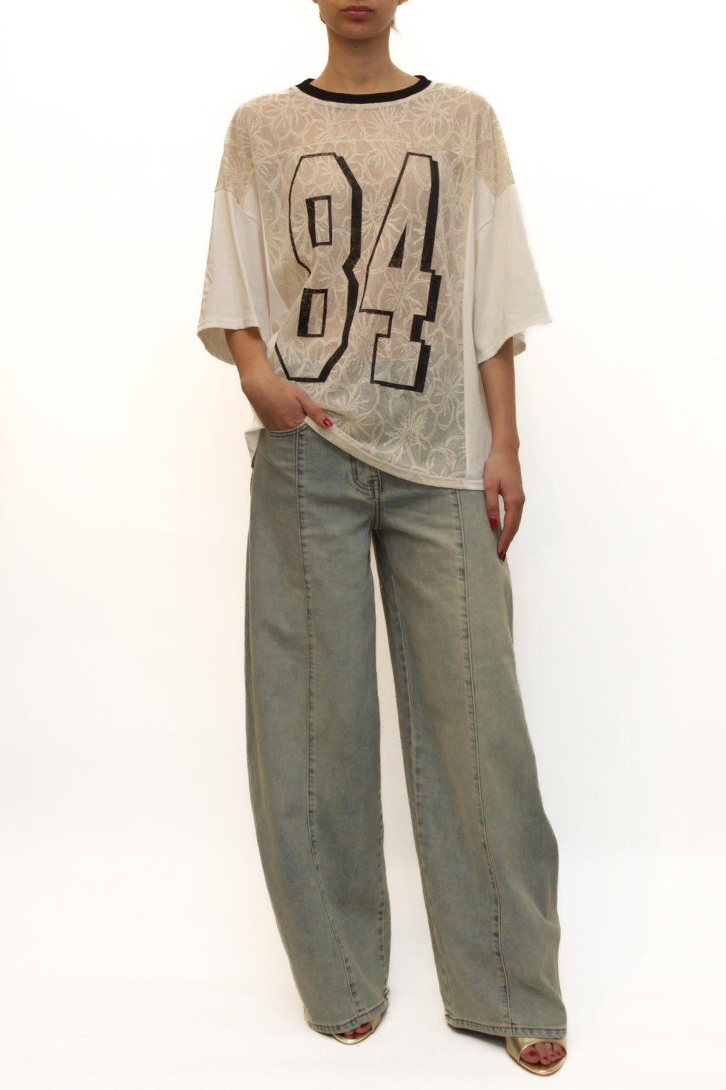 LEVH - T-shirt 84 - BIANCO/BEIGE