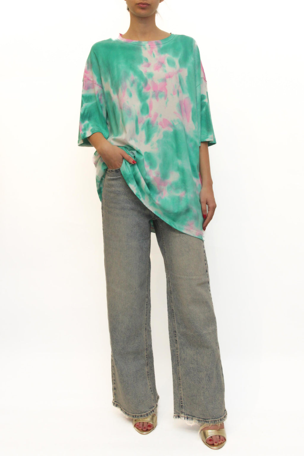 LEVH - T-shirt Tallinn - MALTINTO ROSA/VERDE